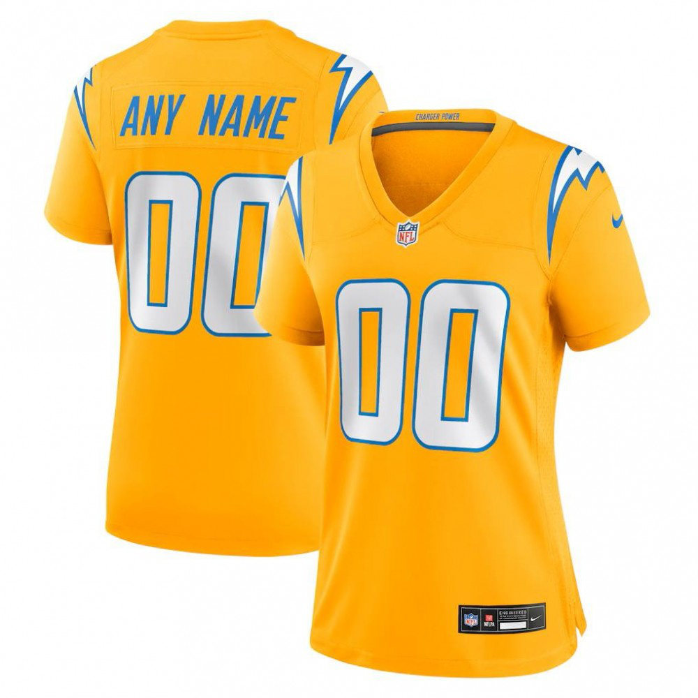 Los Angeles Chargers Nike Women's Alternate Charger Power Game Custom Jersey - Gold-GridironStore